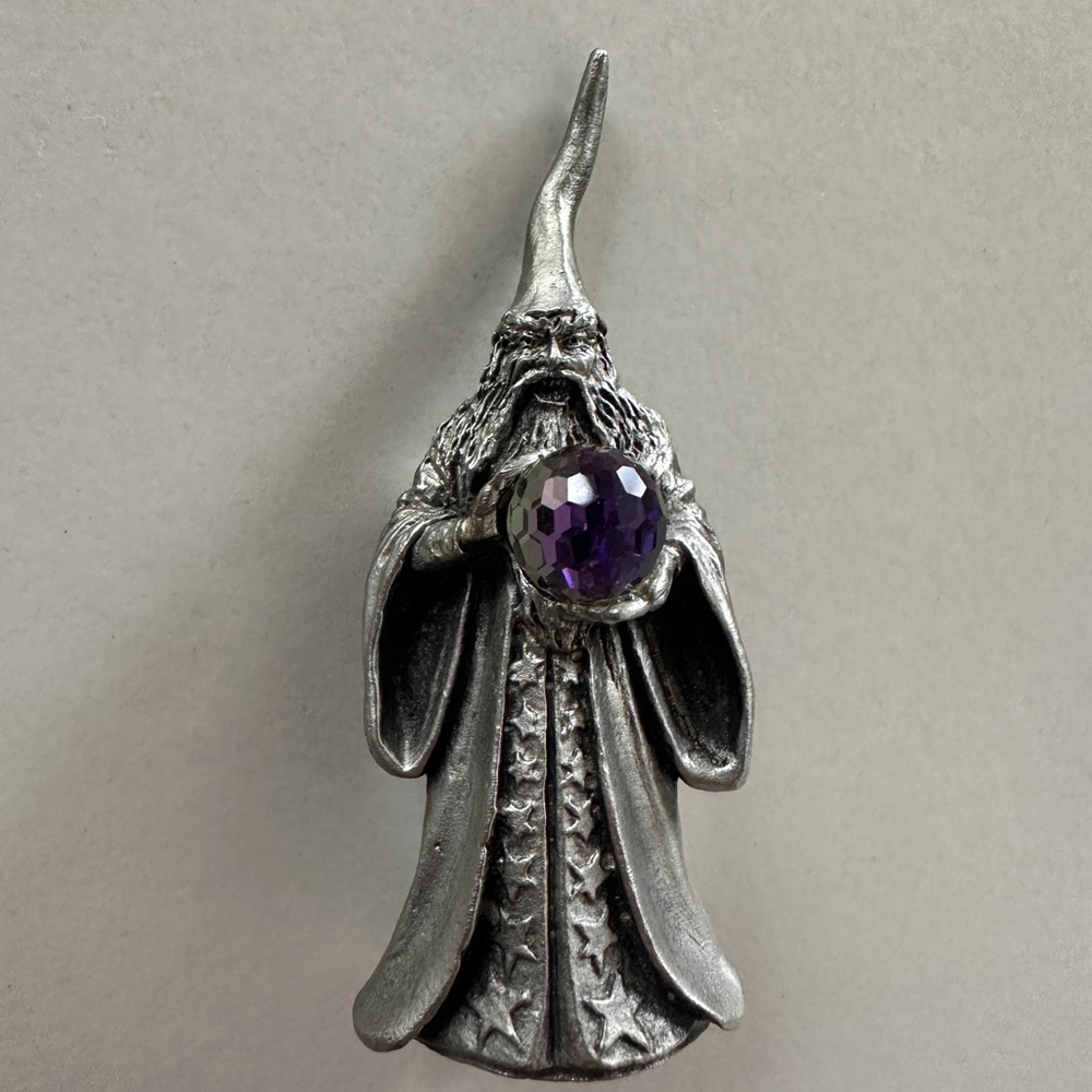 Rare Perth Pewter Wizard Figurine Crystal Ball Signed RAY LAMB